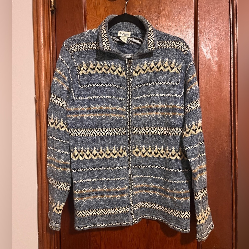 Element Blue and Tan Zip-Up Sweater Size M